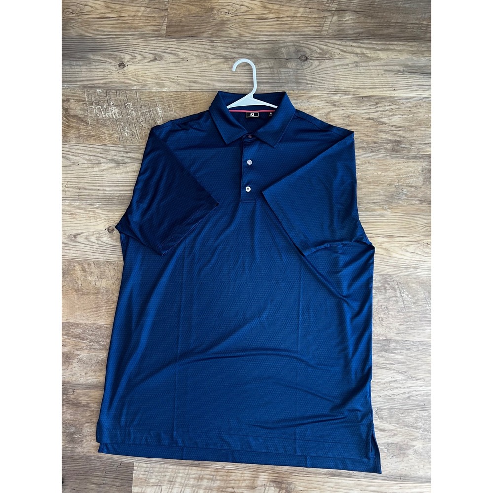 Footjoy FJ Dk Blue Geometric Print Golf Polo Shirt Size XL Athletic Casual - Picture 2 of 9